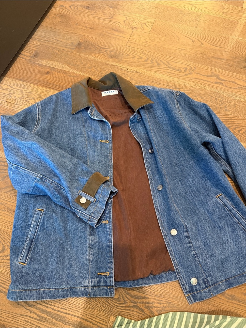 Parker Blue Denim Jacket with Brown Corduroy Collar